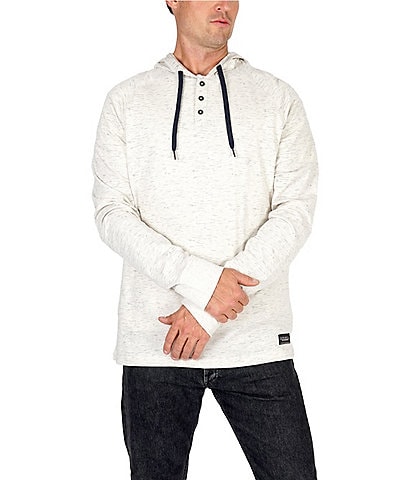 Silver Jeans Co. Long Sleeve Henley Neck Printed Nep Jersey Hoodie