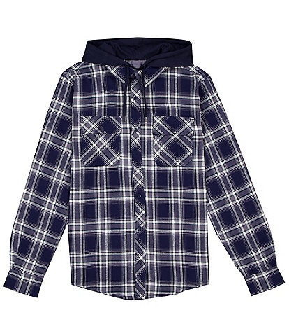 Silver Jeans Co. Long Sleeve Plaid Flannel Hoodie