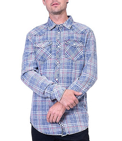 Silver Jeans Co. Long Sleeve Plaid Yarn Dyed Western Style Woven Shirt