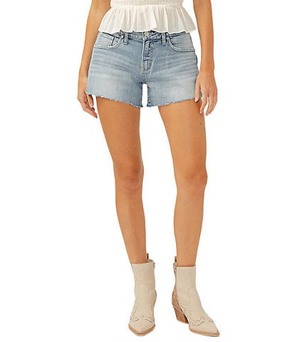 Silver Jeans Co. Mid Rise Curvy Fit Frayed Hem Denim Boyfriend Shorts