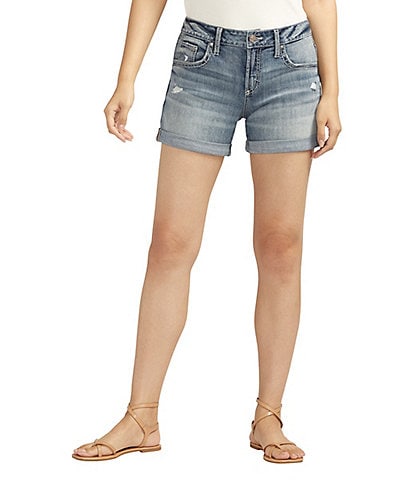 Silver Jeans Co. Mid Rise Luxe Stretch Rolled Cuff Boyfriend Shorts