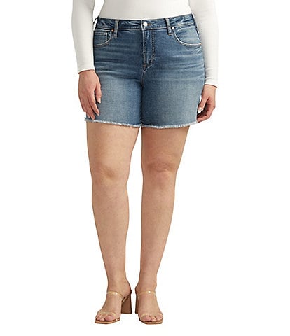 Silver Jeans Co. Plus Size Beau High Rise Power Stretch Frayed Hem Shorts