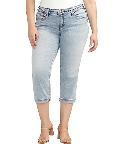 Silver Jeans Co. Plus Size Britt Low-Rise Rolled Hem Capri Jeans