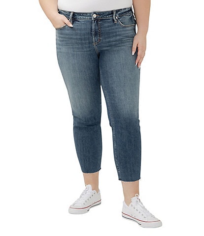 Silver Jeans Co. Plus Size Elyse Ankle Straight Frayed Hem Jeans
