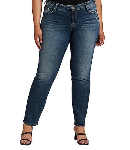 Silver Jeans Co. Plus Size Elyse Mid Rise Straight Leg Jeans