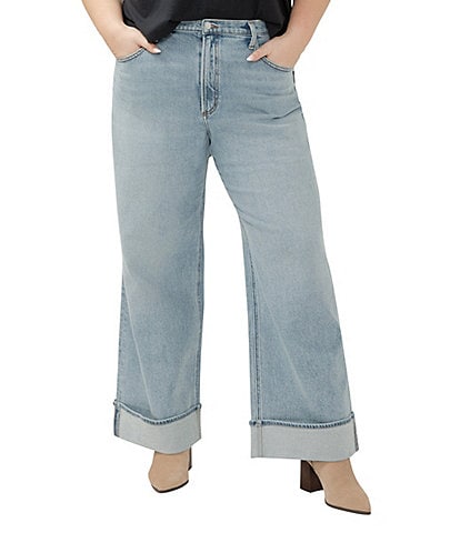 Silver Jeans Co. Plus Size High Rise Wide Leg Cuff Jeans