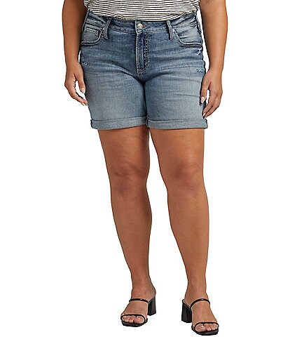 Silver Jeans Co. Plus Size Mid Rise Boyfriend Cuffed Shorts