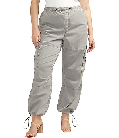 Silver Jeans Co. Plus Size Mid-Rise Drawstring Parachute Cargo Pants