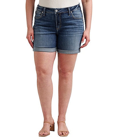 Silver Jeans Co. Plus Size Mid-Rise Relaxed-Fit Power Stretch Denim Shorts
