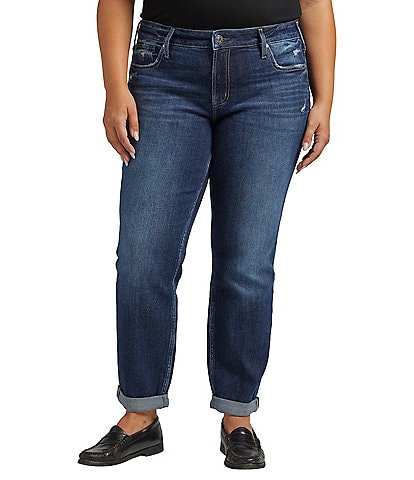 Silver Jeans Co. Plus Size Mid Rise Rolled Hem Boyfriend Jeans