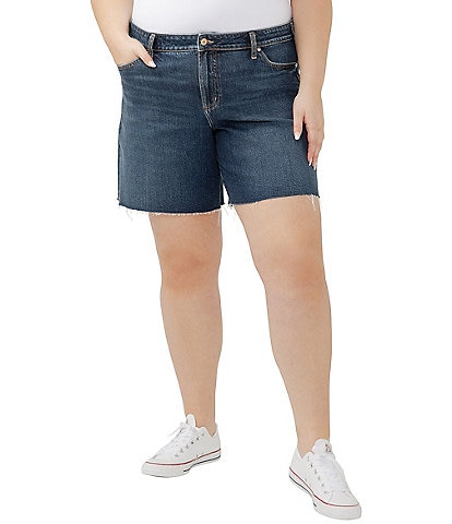 Silver Jeans Co. Plus Size Suki Mid Rise Frayed Hem Shorts