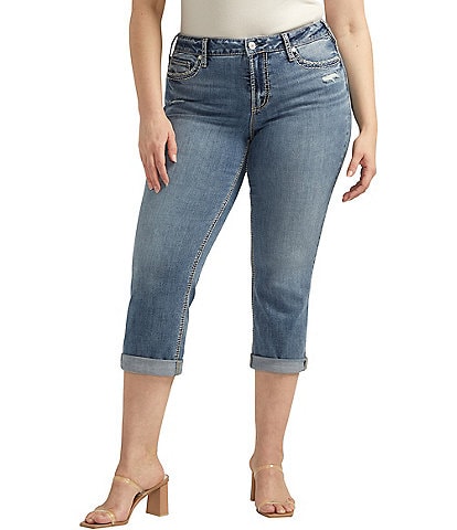Silver Jeans Co. Plus Size Suki Power Stretch Distressed Capri Jeans