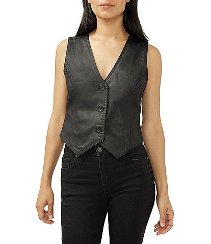 Silver Jeans Co. Sleeveless Coated Denim Vest