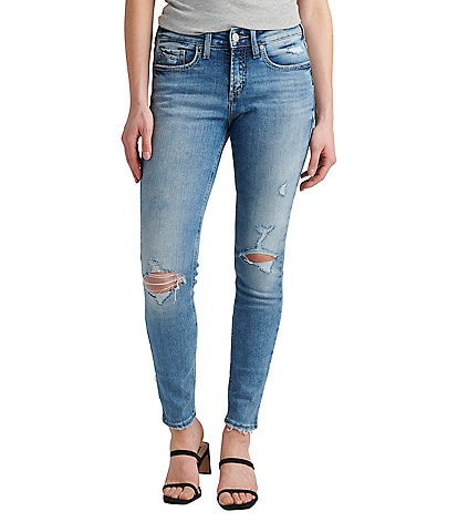 Silver Jeans Co. Suki Destructed Detail Mid-Rise Skinny Jeans