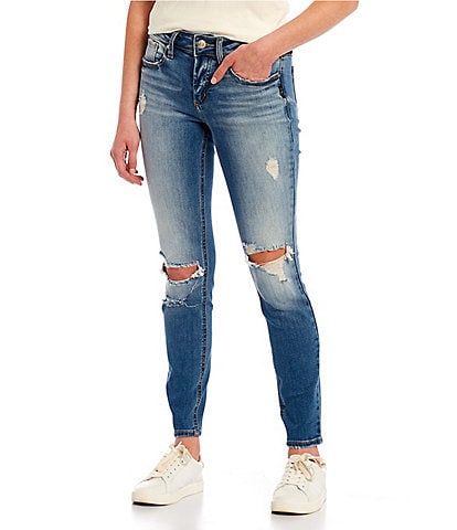 Silver Jeans Co. Suki Mid Rise Destructed Skinny Jeans