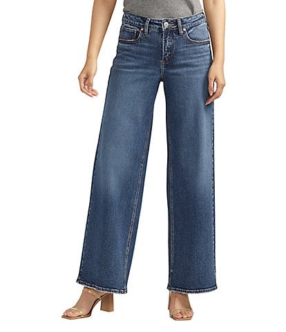 Silver Jeans Co. Suki Mid Rise Low Stretch Curvy Fit Wide Leg Jeans