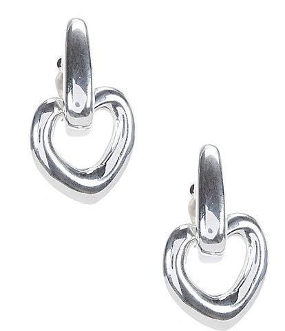 Simon Sebbag Sterling Silver Heart Drop Convertible Clip Earrings