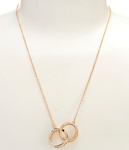 Simplicity Crystal Stone Interlinked Ring Drop Short Pendant Necklace