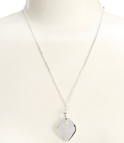 Simplicity Diamond Polished Metal Short Pendant Necklace