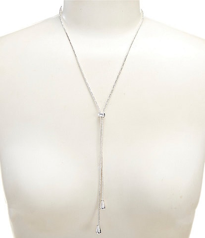 Simplicity Double Teardrop Snake Chain Adjustable Y Necklace