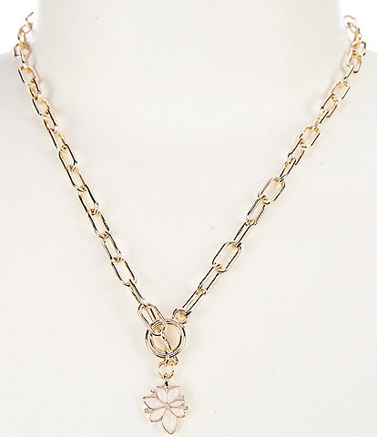 Simplicity Lotus Flower Short Pendant Necklace