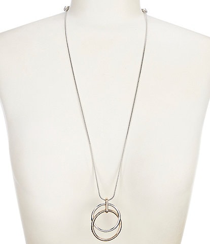 Simplicity Orbital Double Wire Long Pendant Necklace