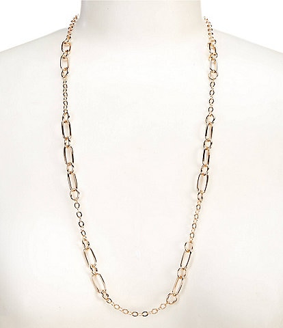 Simplicity Oval Link Station Long Cable Chain Long Strand Necklace