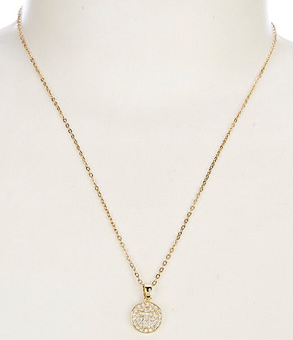 Simplicity Pave Coin Short Pendant Necklace