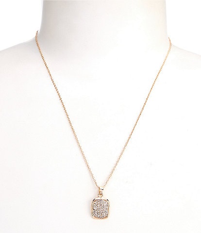 Simplicity Pave Square Short Pendant Necklace