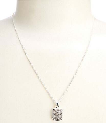 Simplicity Pave Square Short Pendant Necklace