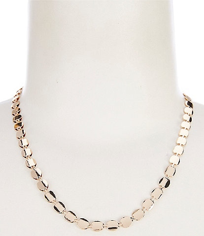 Simplicity Square Metal Finding Short Chain Collar Necklace