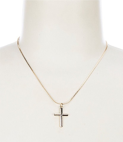 Simplicity Textured Cross Short Pendant Necklace