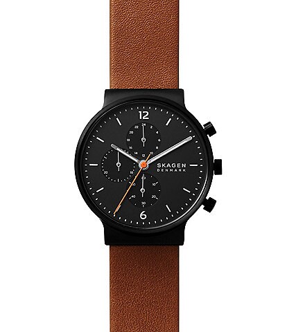Skagen Men's Ancher Chronograph Medium Brown Eco Leather Watch