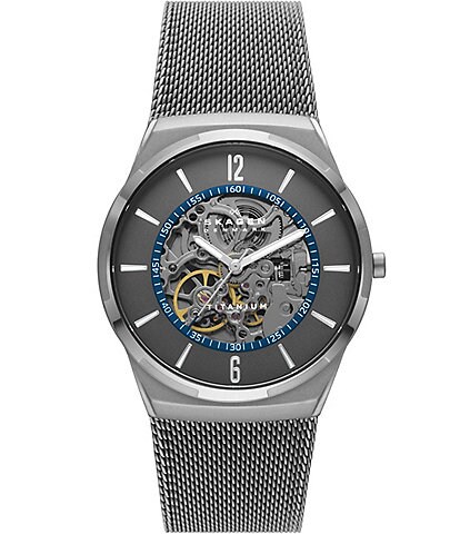 Skagen Men's Melbye Titanium Automatic Charcoal Stainless Steel Mesh Strap Watch