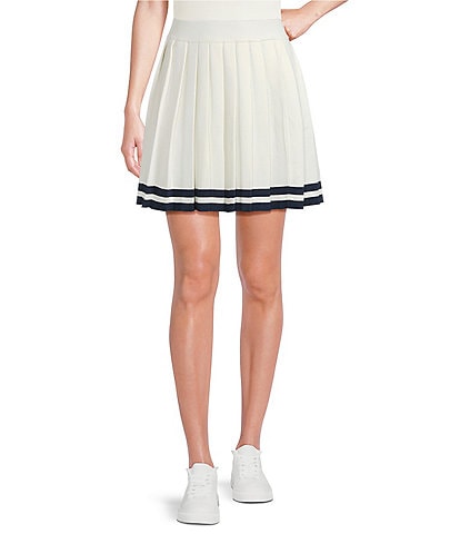 Skies Are Blue Contrast Trim Pleated Coordinating Skirt