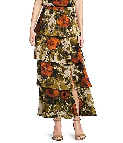 Skies Are Blue Floral Tiered Coordinating Maxi Skirt