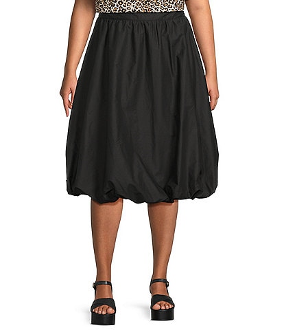 Skies Are Blue Plus Poplin Bubble Midi Skirt