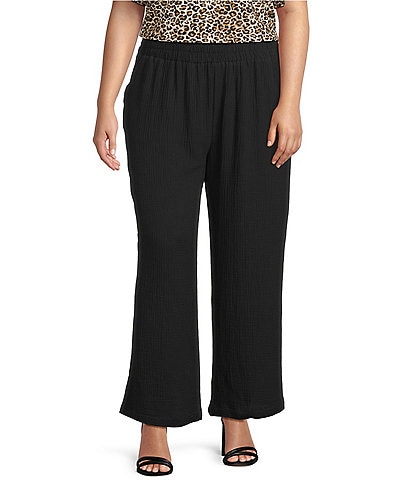 Skies Are Blue Plus Size Double Gauze Wide Leg Pants
