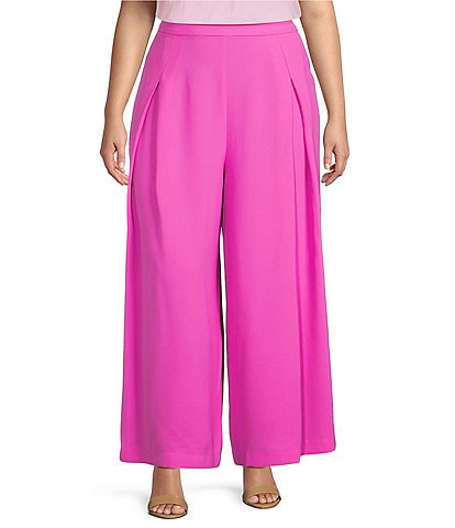 Skies Are Blue Plus Size Front Tucked Palazzo Wide Leg Pants
