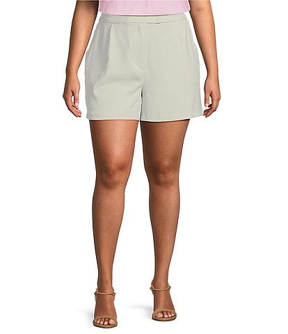 Skies Are Blue Plus Size High Waisted Flat Front Recycled Tailored Shorts