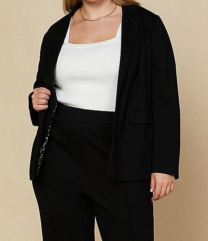 Skies Are Blue Plus Size Notch Lapel Long Sleeve Open-Front Coordinating Blazer