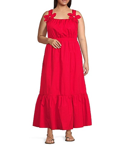 Skies Are Blue Plus Size Petal Detail Tiered Maxi Dress