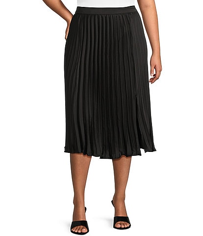 Skies Are Blue Plus Size Pleated Midi Skirt