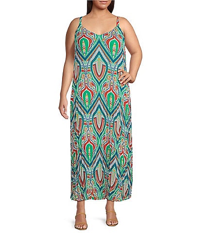 Skies Are Blue Plus Size Pleated Sleeveless Maxi Dress