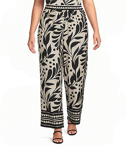 Skies Are Blue Plus Size Printed Wide Leg Pull On Coordinating Pant
