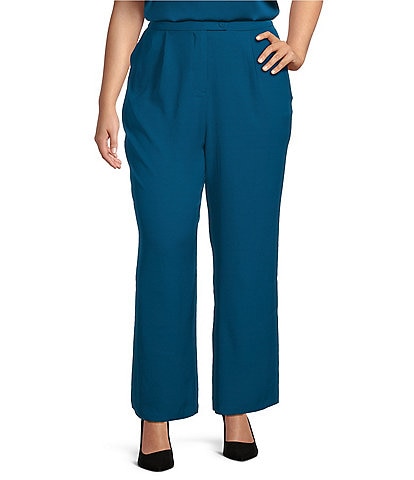 Skies Are Blue Plus Size Recycled Elastic Waist Straight Leg Coordinating Pants