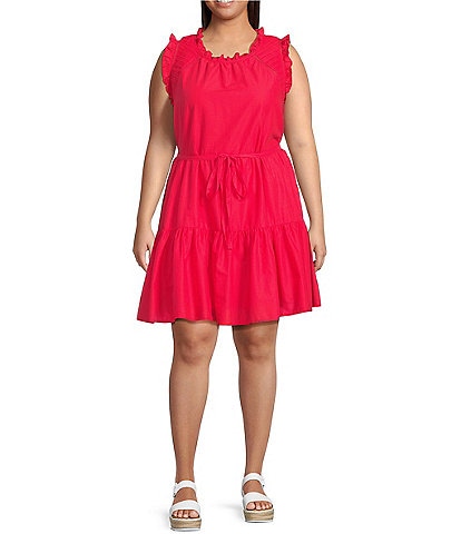 Skies Are Blue Plus Size Ruffle Ladder Lace Baby Doll Mini Dress
