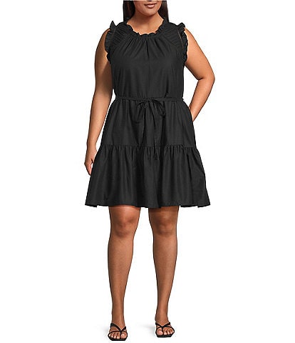 Skies Are Blue Plus Size Ruffle Ladder Lace Baby Doll Mini Dress