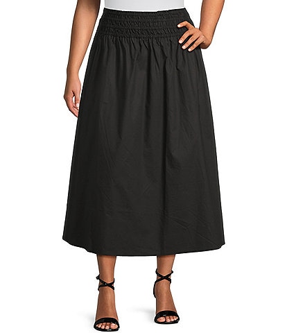 Skies Are Blue Plus Size Smocked Waist Midi Skirt