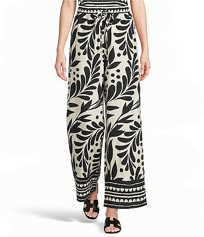 Skies Are Blue Printed Wide Leg Pull On Coordinating Pant